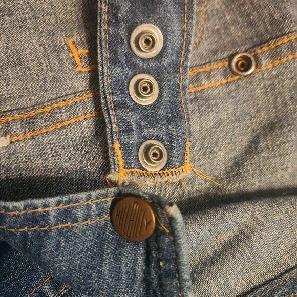 Small? Vintage 80s Blue Denim Jumper Dress with Adjustable Straps and Pockets - Picture 8 of 11